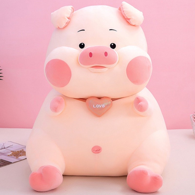 Gấu Bông Heo Tim Cánh Tiên , Gối Ôm Hình Thú Cho Bé Size 50Cm - 70Cm