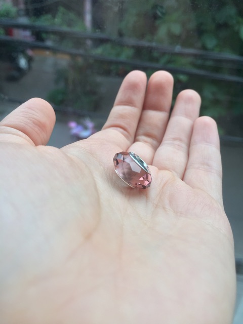 Hạt charm glass hồng trà bạc s925