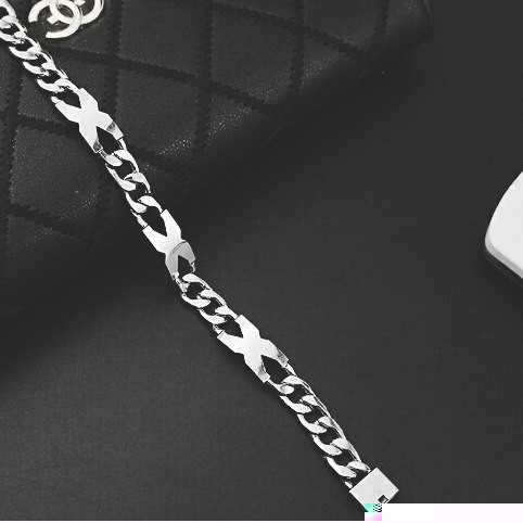 Lắc tay inox nam xích lật phối dấu chéo không đen không gỉ