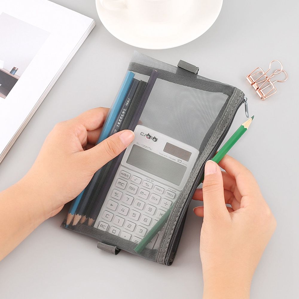 Túi đựng bút / mỹ phẩm 2 trong 1 có khóa kéo tiện lợi với 3 màu lựa chọn
