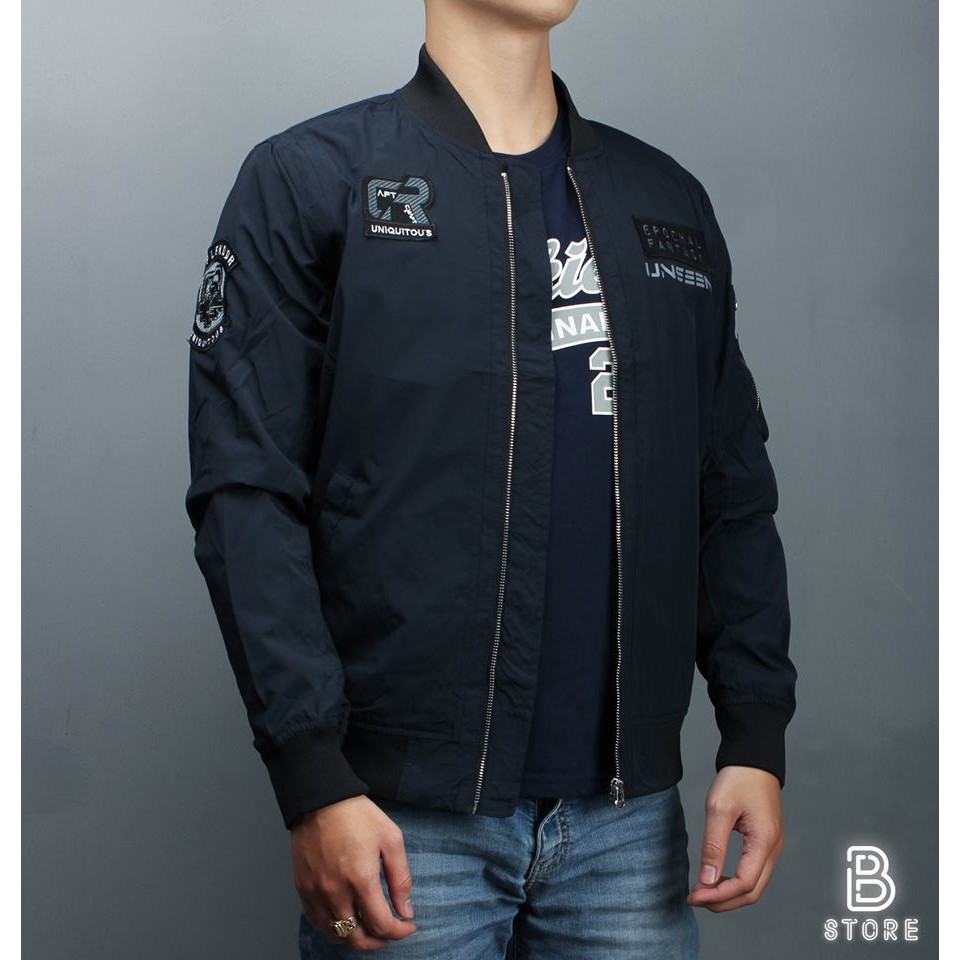Áo khoác bomber Hàn Quốc Couple Màu Navy