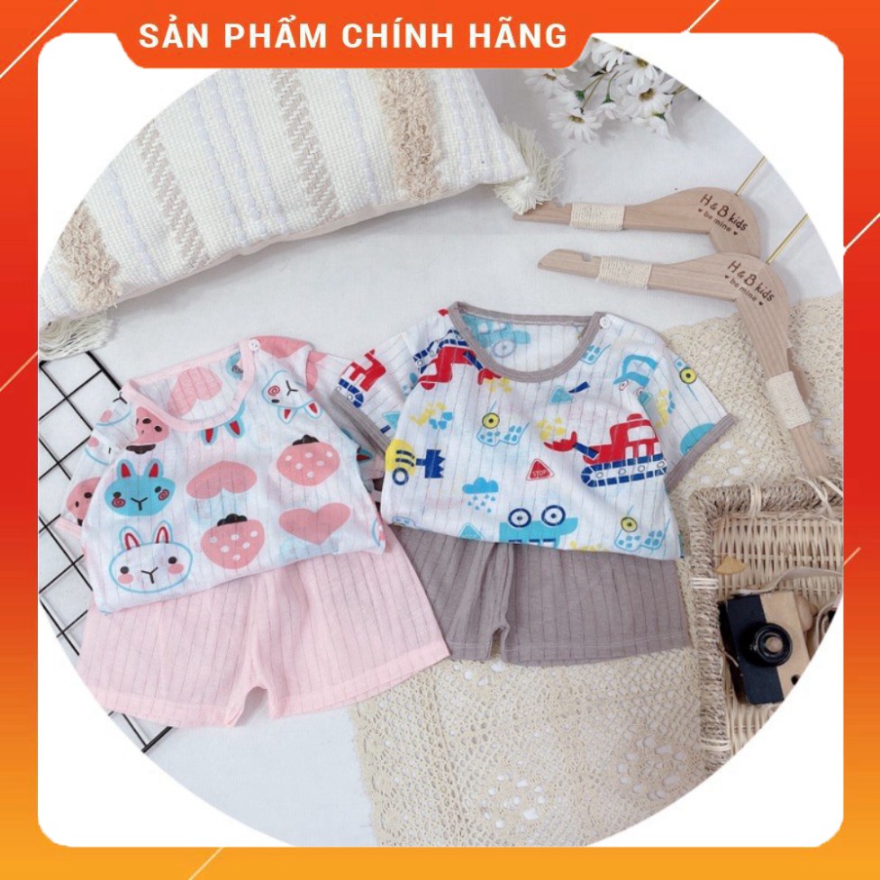 [Mã FADI5K245 giảm 5K đơn 0đ] Bộ Cộc tay cotton giấy bé trai bé gái sơ sinh 5-15kg Chất lượng