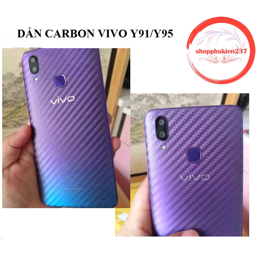 [Freeship toàn quốc từ 50k] DÁN LƯNG CARBON VIVO Y91 , Y95 DÁN DẺO VÂN CARBON