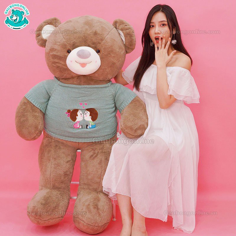 [Mã LIFEXANH03 giảm 10% đơn 500K] Gấu Bông Teddy Áo Len Kiss Lông Trơn Cao Cấp Gấu Bông Online