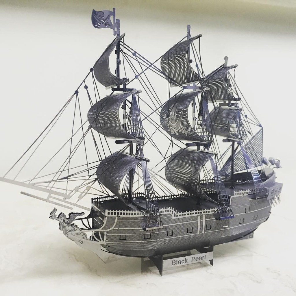 Đồ Chơi Lắp Ráp Mô Hình Thép 3D Piececool Tàu Black Pearl Trong Phim Cướp Biển Carribean