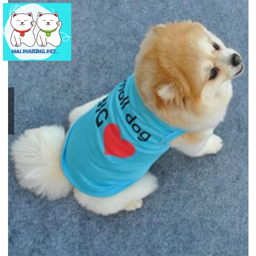 HN- Áo chó mèo hình tim loại áo mùa hè mùa đông không tay Small Dog Big love