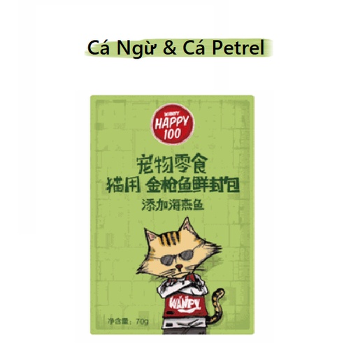 [Mã PET50K giảm Giảm 10% - Tối đa 50K đơn từ 250K] [70gr] pate Wanpy Happy 100 dành cho mèo với nhiều vị thơm ngon