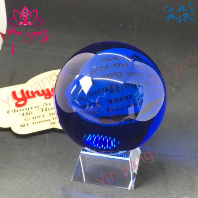 Quả Cầu Phong Thủy Pha Lê Xanh Lam 15cm