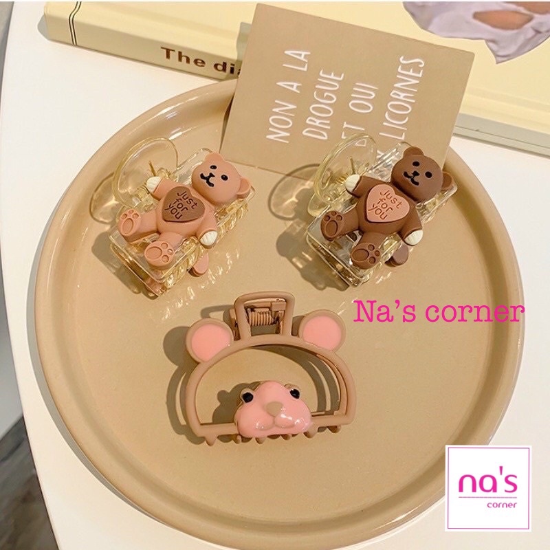 Gấp tóc gắp gấu nâu mèo kitty cherry đỏ kim loại bền