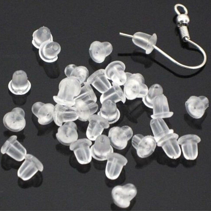 500 Nút chặn bông tai bằng silicon 4mm tiện dụng