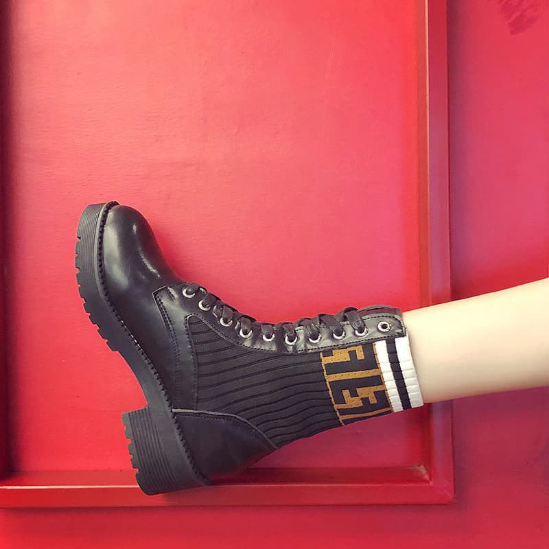 Giày Boot Nữ Cổ Len Họa Tiết 6559