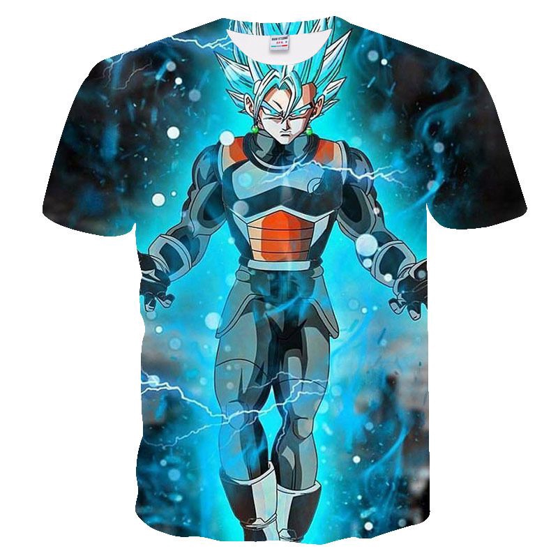 Áo Thun Tay Ngắn In Hình Dragon Ball Z Vegeta Goku Super Saiyan 3D