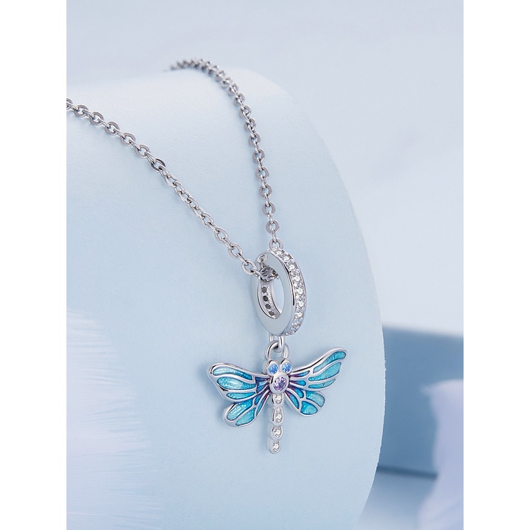 BAMOER Mặt Vòng cổ Bạc 925 Hình Chuồn Chuồn Đính Đá Pha Lê