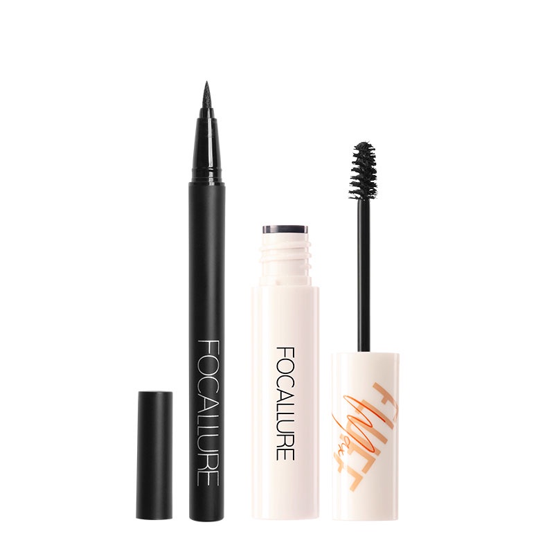 Set bút kẻ mắt + gel kẻ chân mày Focallure chống thấm nước lâu trôi trang điểm tiện dụng 45g/2pcs