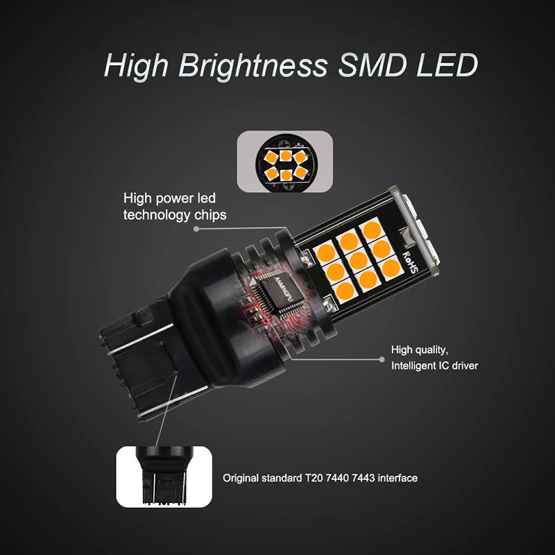Bóng Đèn Led Thay Thế Đèn Sương Mù, Xi Nhan, Đèn Lùi Ô Tô Xe Máy T20 7443 Siêu Sáng Với 24 Chip Led 3030 Cao Cấp