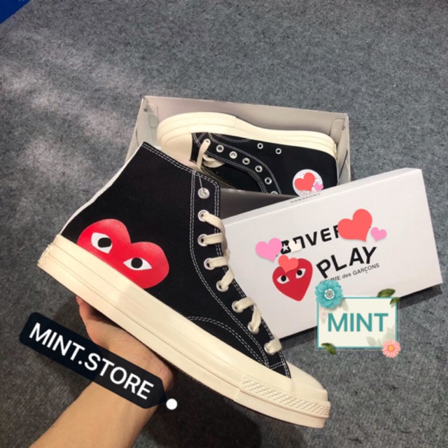 6/6 [Xả Kho] (Video cận cảnh) Giày thể thao sneaker cv tim đen cổ cao uy tin .