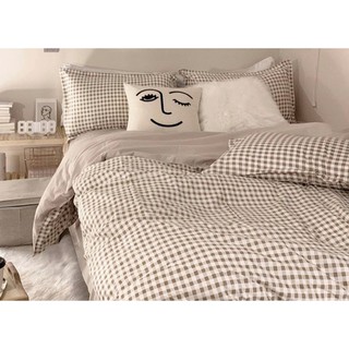 Bộ chăn ga gối Cotton Poly hoạ tiết kẻ ngang