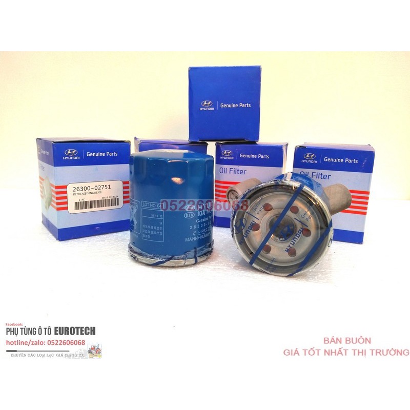 🤟 lọc nhớt 🍁 i10 / Accent / Getz / EON / Kia Morning / Rio , Soluto - mã 26300-2751