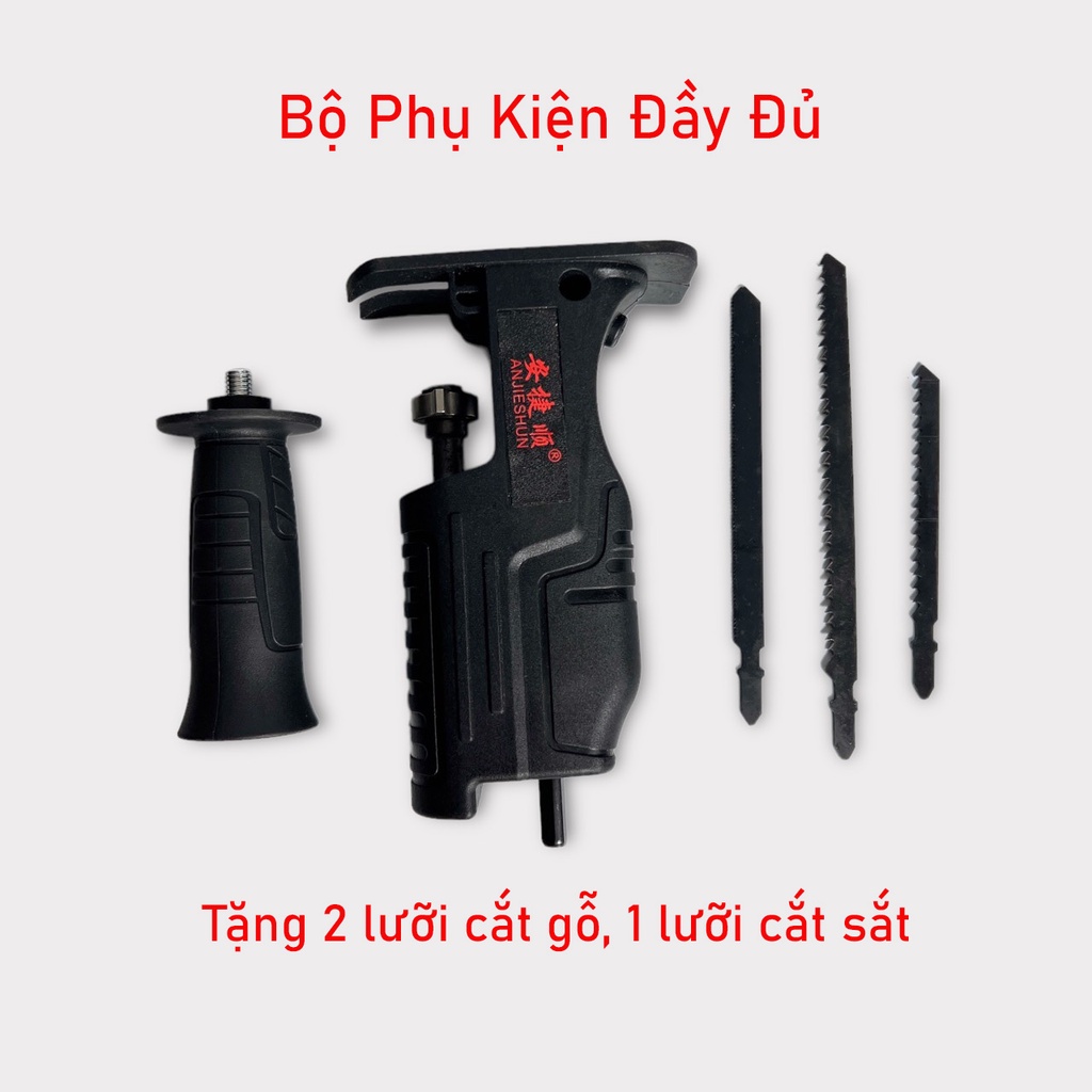 Bộ Phụ Kiện Chuyển Máy Khoan Thành Máy Cưa Lọng, Cưa Kiếm