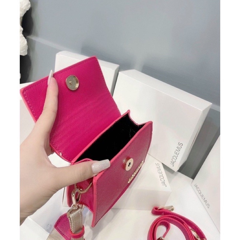 Túi đeo chéo Jacquemus mini size 15 nhỏ nhắn đáng yêu dành cho nữ, bản 2 dây có dây da và dây cải dệt như hình