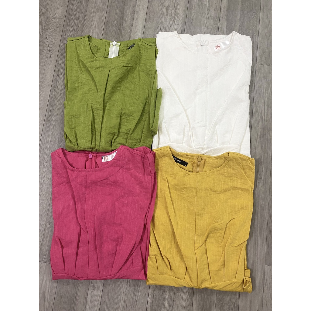 Đầm Thiết Kế Xuông Nữ Cộc Tay Dúm Eo Chất Đũi Mát - Hl