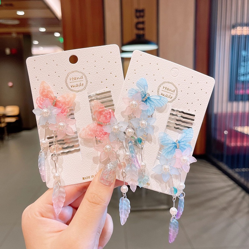 Set 2 kẹp tóc tua rua phong cách Trung Hoa cổ điển mới cho bé gái