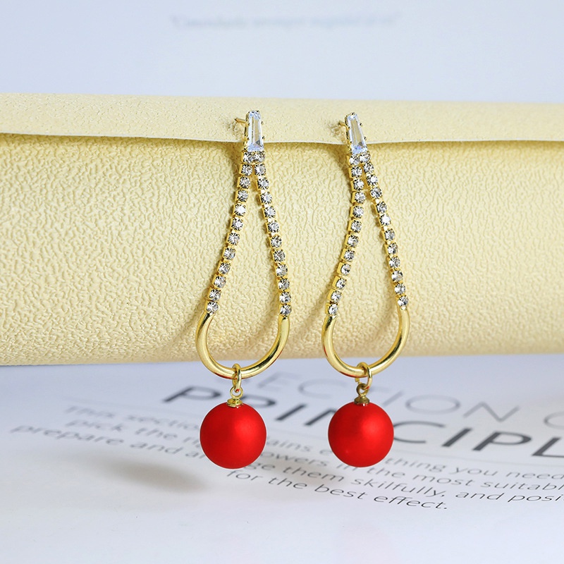 Khuyên Tai Dáng Dài Đính Ngọc Trai Phối Tua Rua Phong Cách Trung Hoa