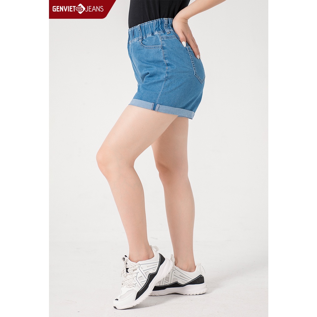 Quần Short Jeans Nữ Xắn Gấu DQ424J1569 GENVIET