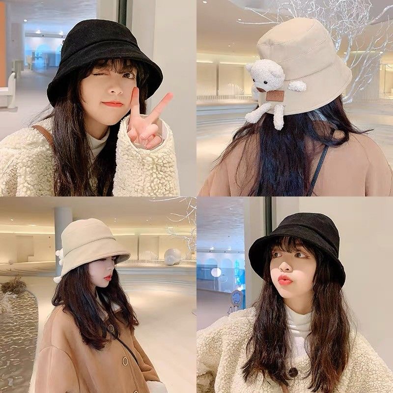 Nón Bucket Che Nắng Họa Tiết Gấu Hoạt Hình Dễ Thương Thời Trang 2022 Cho Nữ