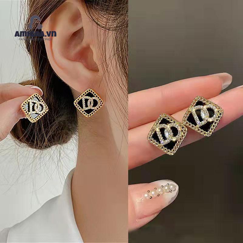 ✨✨Đôi khuyên tai chốt bạc 925 kiểu dáng hình học đính đá sang trọng cho nữ