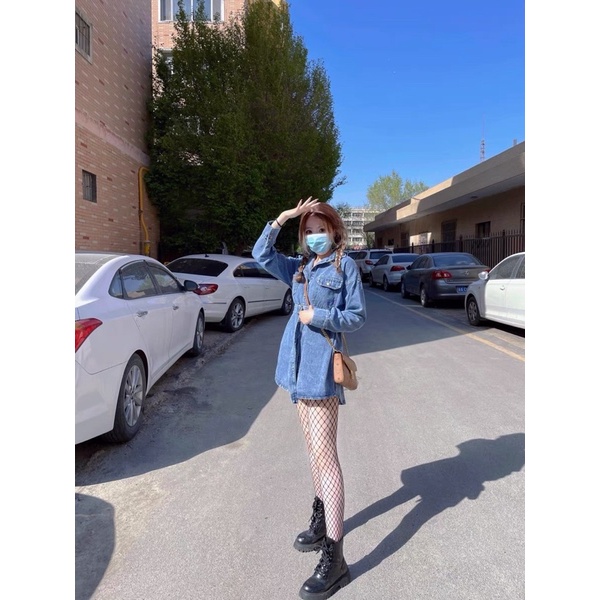 [Oder 10-20 ngày] Áo váy bò kèm belt sang chảnh. có ảnh thật | BigBuy360 - bigbuy360.vn