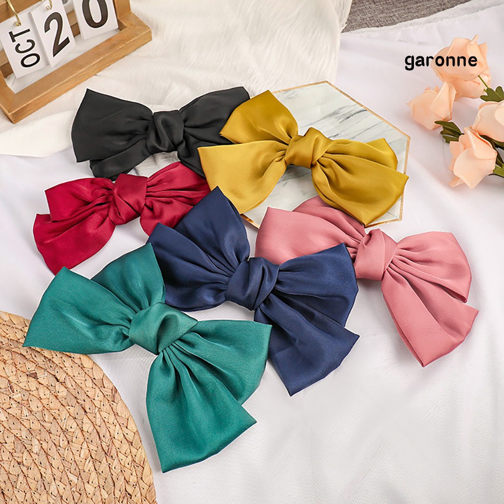 Kẹp Tóc Nơ Lớn Màu Trơn Thời Trang Cho Nữ