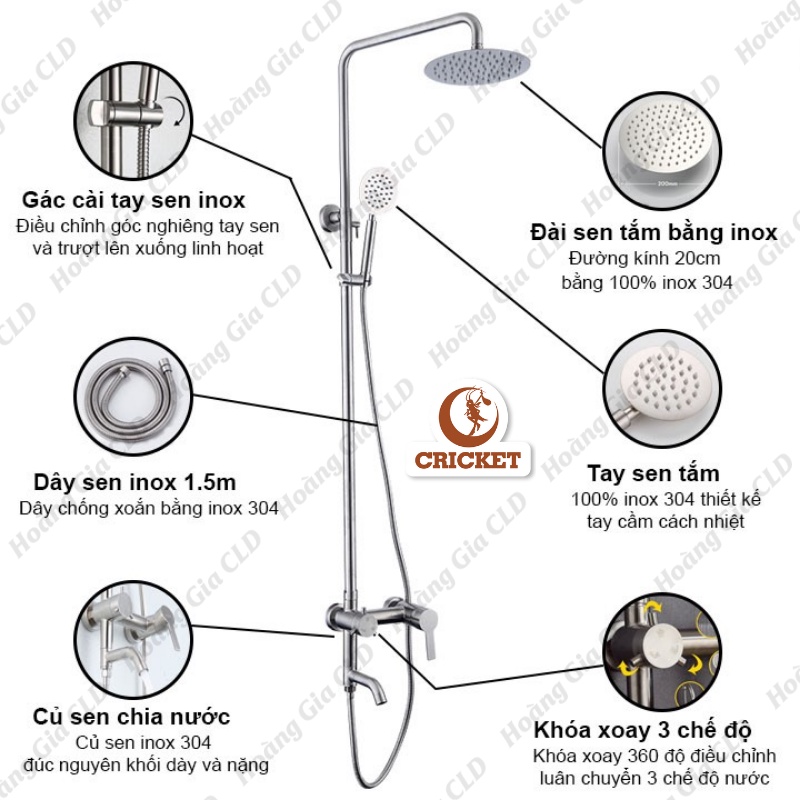 [ HÀNG ĐÚC 100%] Bộ Sen Cây Tắm Kiểu Tròn Đứng NÓNG LẠNH Sentano (SC104) - Lõi chia nước lớn chảy mạnh