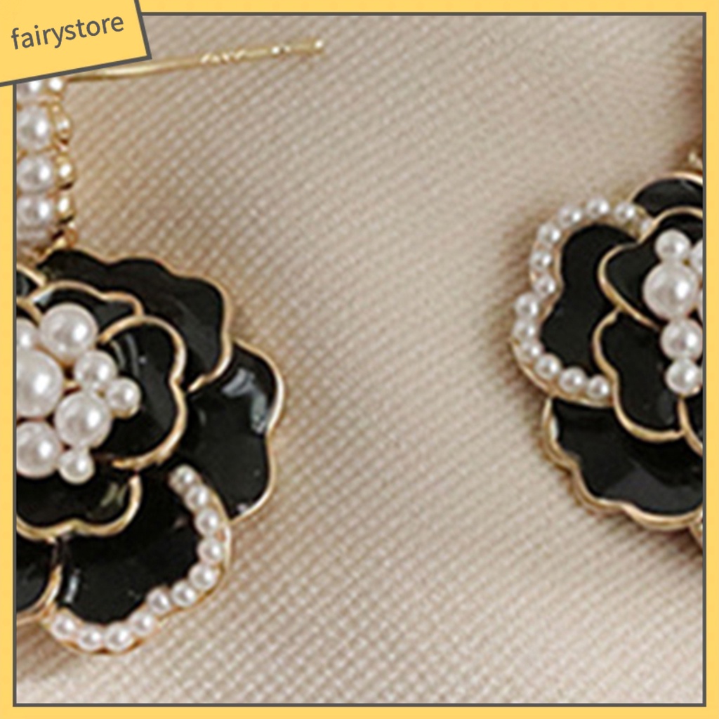 Bông tai hình hoa trà bằng hợp kim chống oxy hóa chất lượng