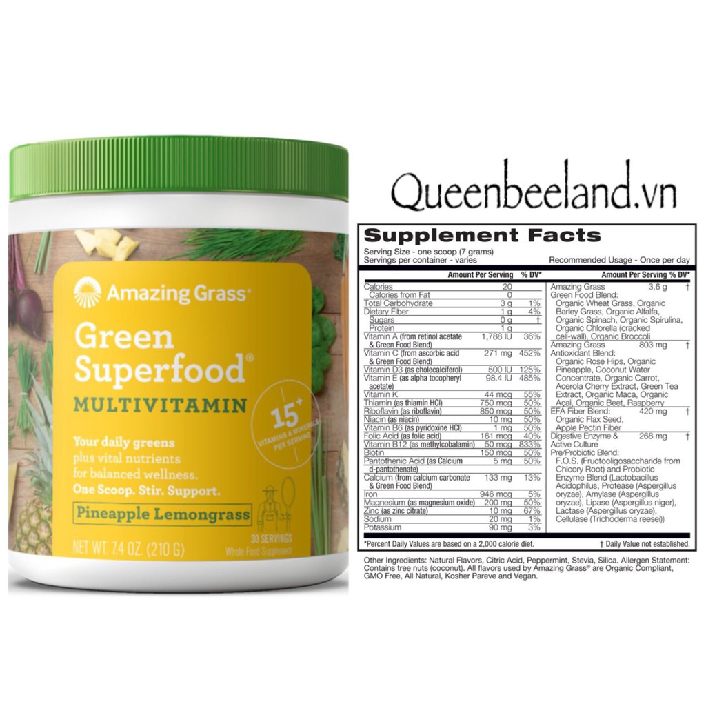 BỘT RAU QUẢ HỮU CƠ AMAZING GRASS GREENSUPERFOOD