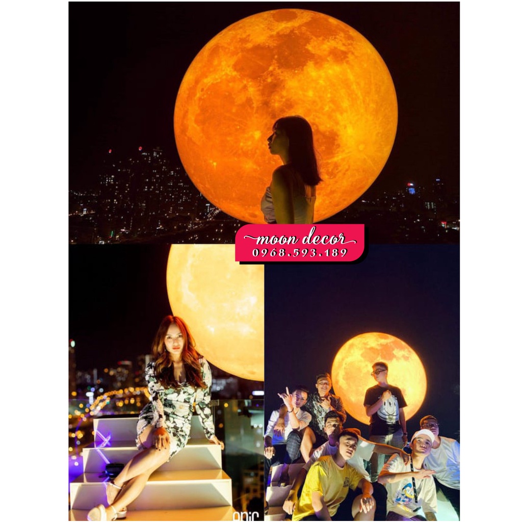 ĐÈN MẶT TRĂNG/MẶT TRỜI SỐNG ẢO, MẶT TRĂNG TRANG TRÍ QUÁN CAFE MICA đường kính từ 50-110cm