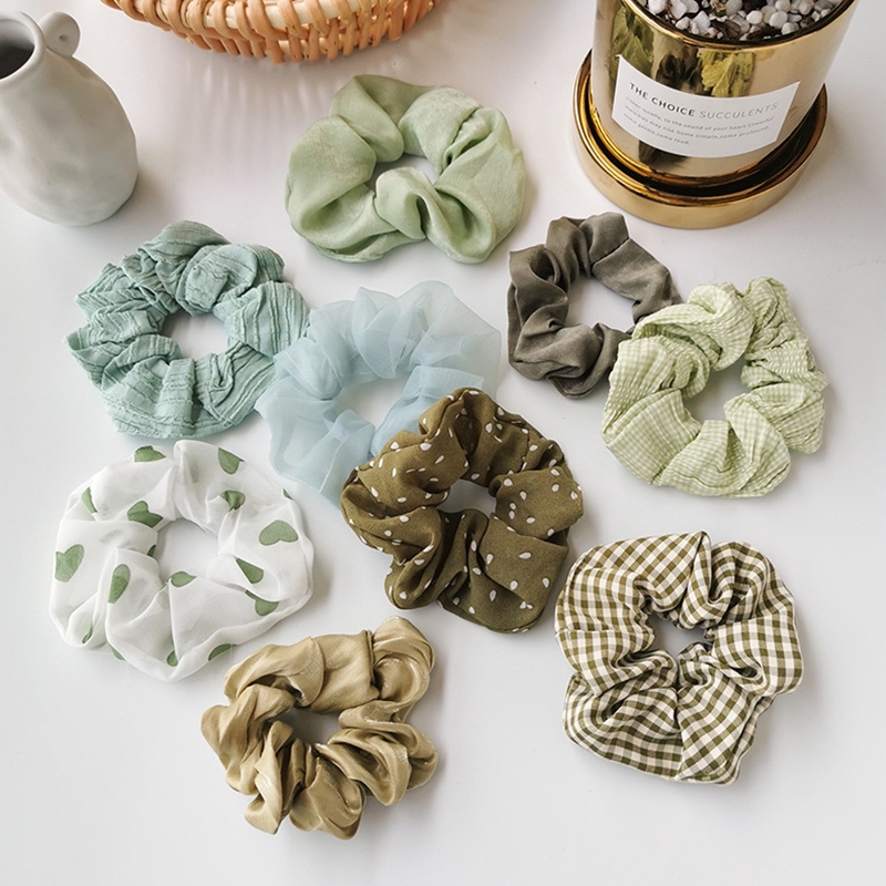 Dây Buộc Tóc Co Giãn Họa Tiết Chấm Bi Phong Cách Hàn Quốc Cho Nữ Hair Scrunchies
