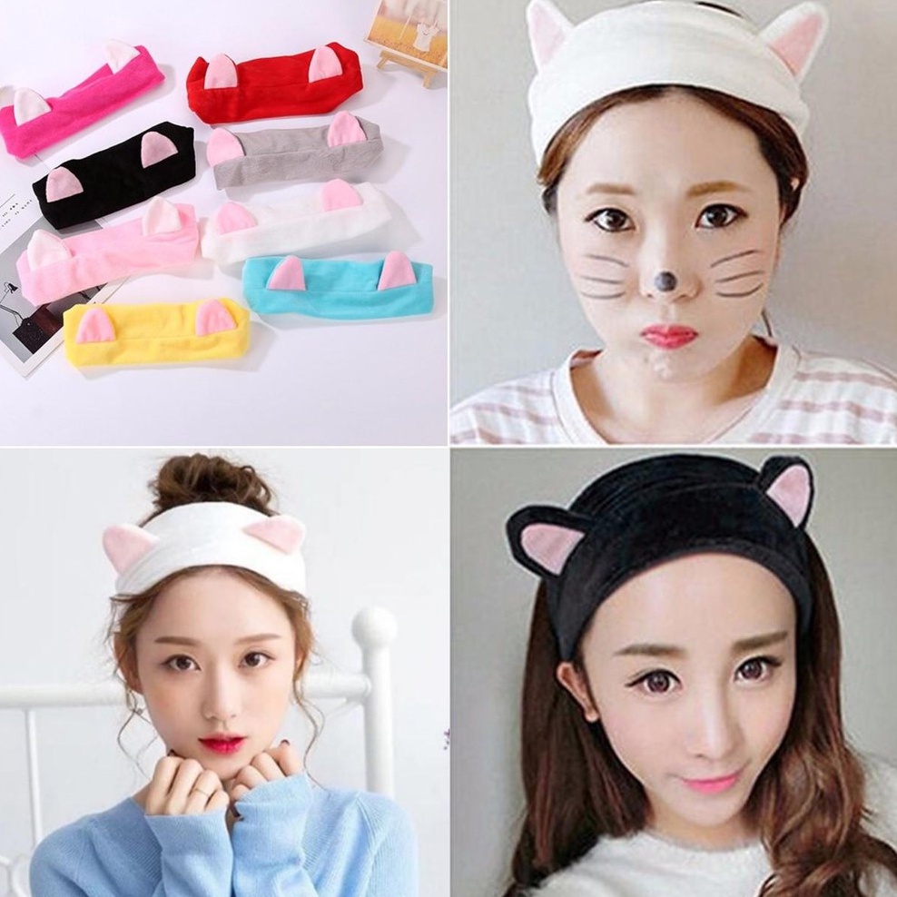 Phụ Kiện Tóc Băng Đô Turban Tai Mèo Cho Nữ Hàn Quốc Nhiều Màu Dễ Thương - La mode