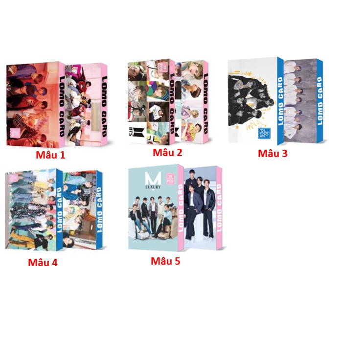 Lomo BTS nhóm nhiều mẫu 1 hộp 30 tấm