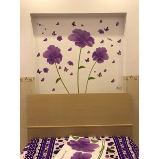 decal dán tường hoa tím