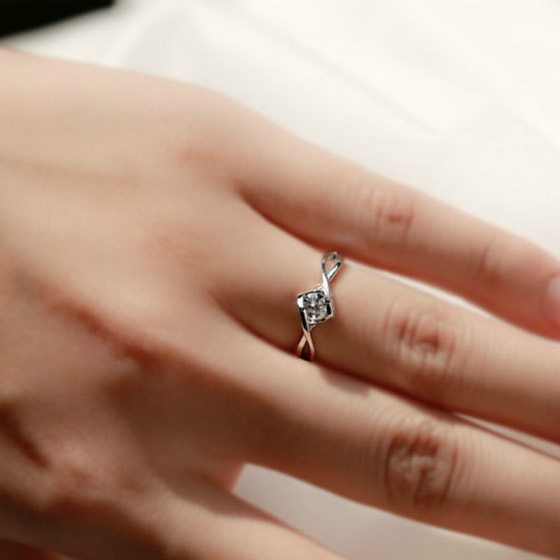 Nhẫn dành cho đám cưới mạ bạc S925 với đá Zircon