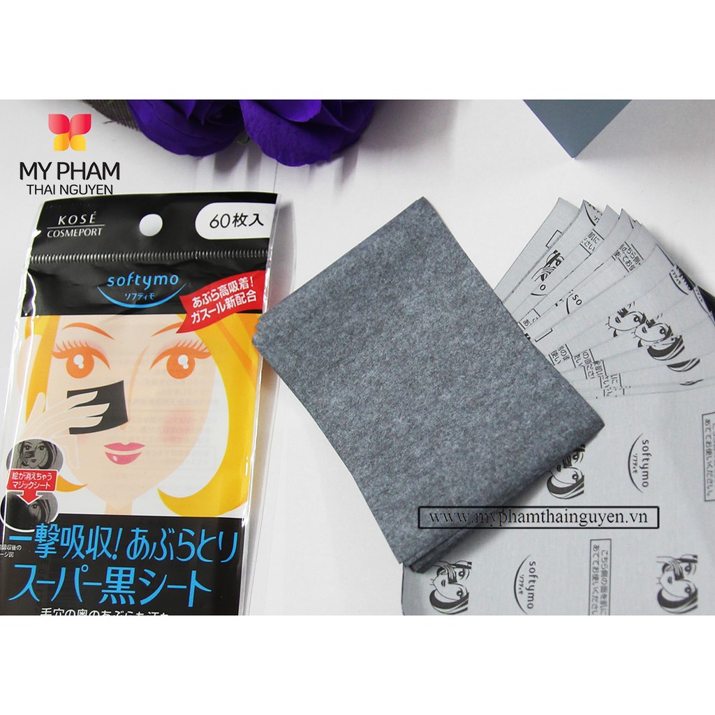 Giấy thấm dầu Kose Softymo than hoạt tính (60 tờ)