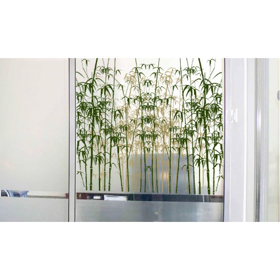 Decal trang trí dán kính cao cấp bụi trúc xanh 60cm x 58cm