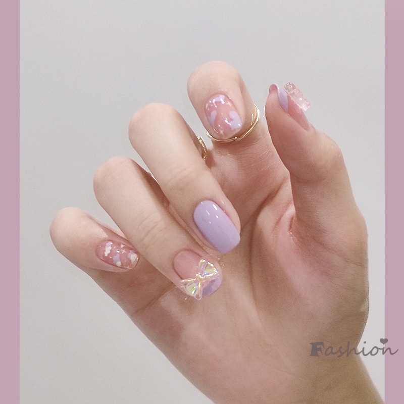 [Hàng mới về] Set 24 Móng Tay Giả Nghệ Thuật Họa Tiết Đám Mây Ngọt Ngào Thời Trang Cho Nữ