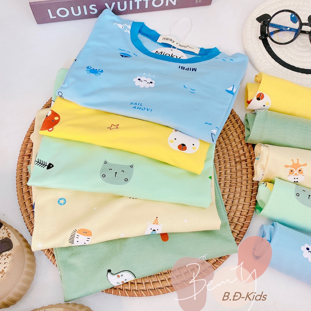 Bộ dài tay cho bé trai bé gái size đại 6-25kg, đồ bộ thun lạnh dài tay minky mom trẻ em mặc ngủ 1 2 3 4 5 tuổi BD006