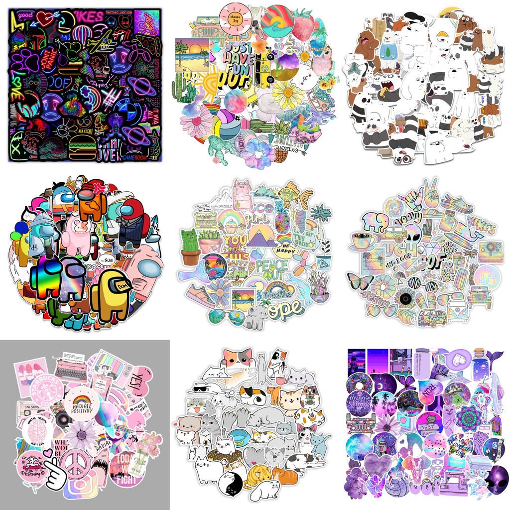 Set 50 Sticker cao cấp, hình dán độc, lạ chống nước cực tốt