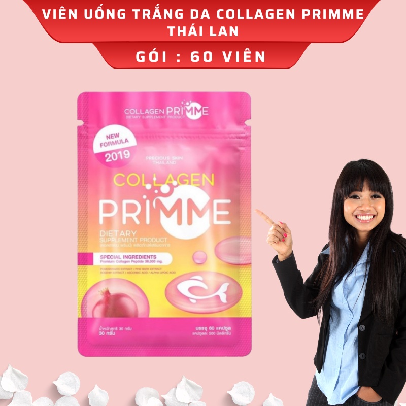Viên uống trắng da Collagen. Primme Thái Lan ( Gói 60 Viên )