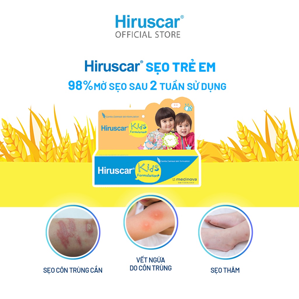 [Mã COSHIRU2 - 8% đơn 150K] Gel cải thiện sẹo và vết thâm ngứa trẻ em Hiruscar Kids 10g