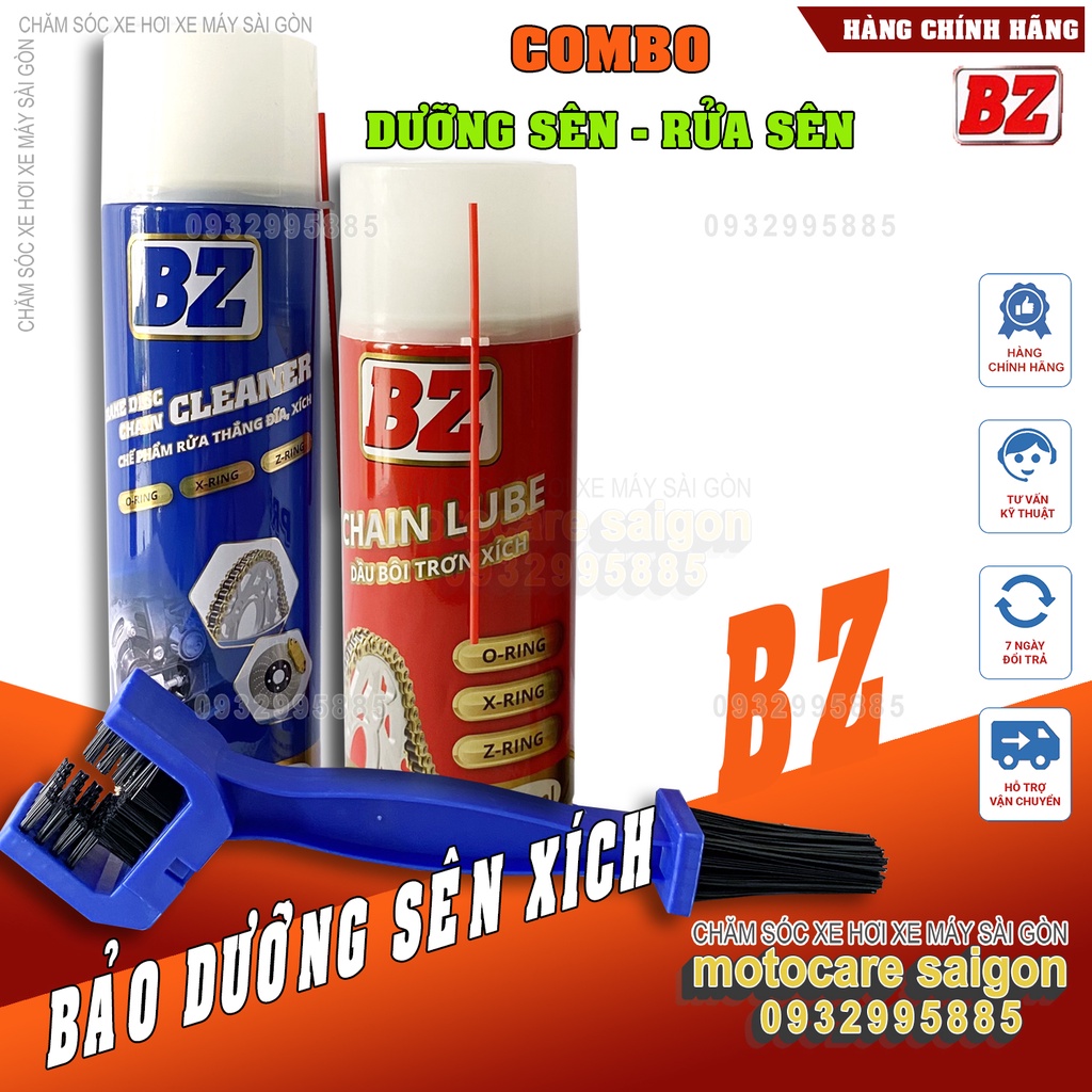 Bộ Combo Vệ Sinh Sên BZ + Dưỡng Sên BZ + Bàn Chải 3D