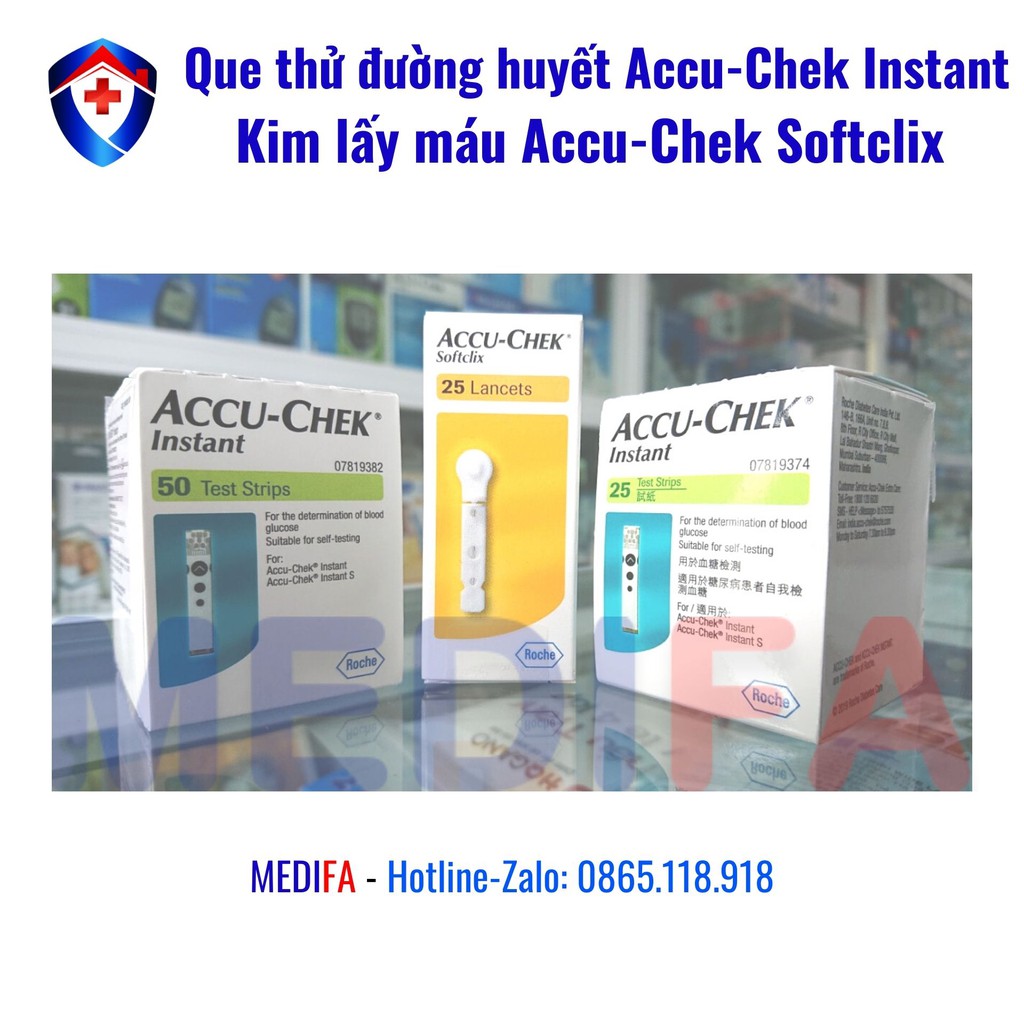 [Chính hãng, SX tại Mỹ] Hộp 25/50 que thử đường huyết Accu-Chek Instant, NK chính ngạch, tem niêm phong, nhãn phụ TV